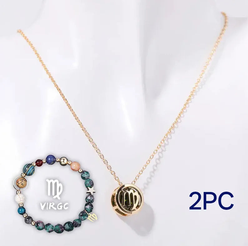 Natural stone beaded necklace and bracelet jewellery set showing 55cm length and 6mm bead size
