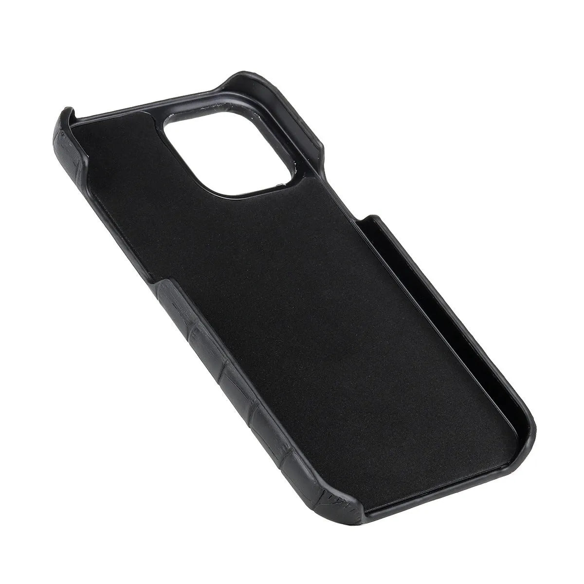 Leather grain oil edge iPhone cover in PC and PU leather, available in black, green, blue and yellow