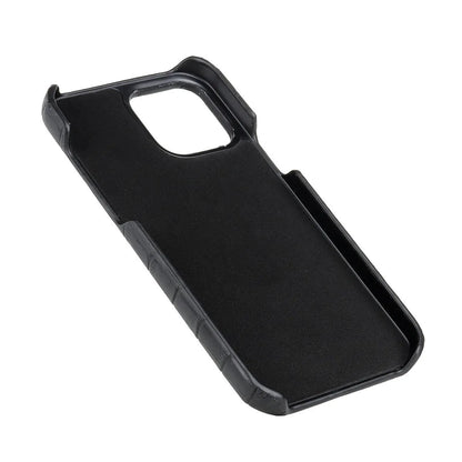 Leather grain oil edge iPhone cover in PC and PU leather, available in black, green, blue and yellow