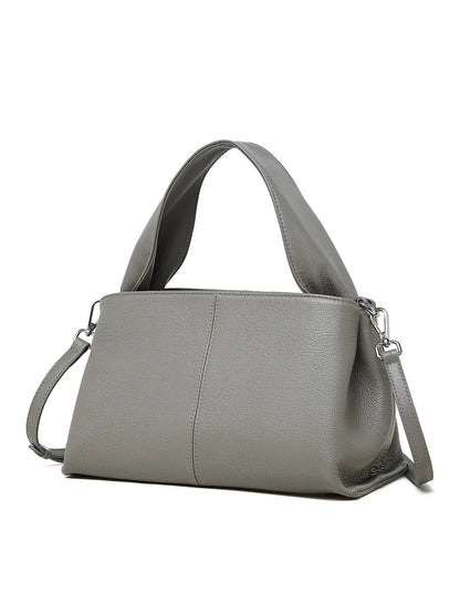 Women's genuine leather messenger bag in horizontal square shape with retro texture cowhide and shoulder straps