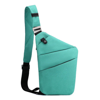Canvas chest bag 31x20x1cm, 190g, one-shoulder crossbody with anti-radiation fabric inside, smoke black or silver grey