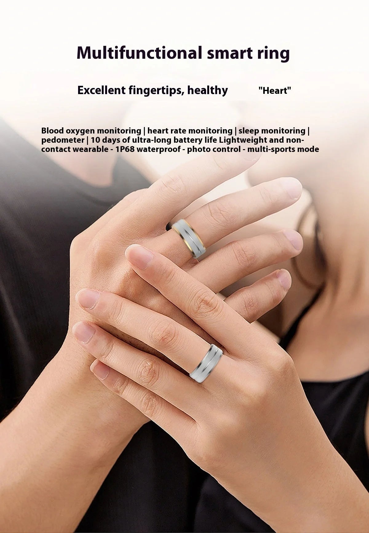 2024 Smart Ring with health monitoring features in various colors and sizes