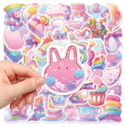 Candy small items waterproof stickers in fresh colours, 4-7cm size, for hand account and written decoration