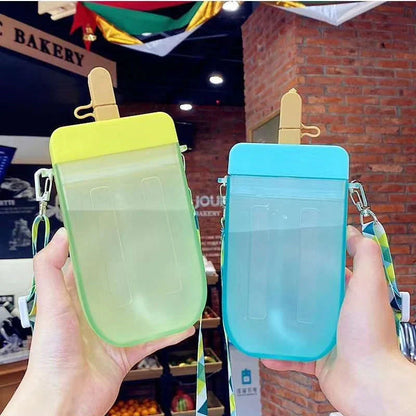 Summer children's water cup with anti-leak straw in pink, blue, yellow, and purple