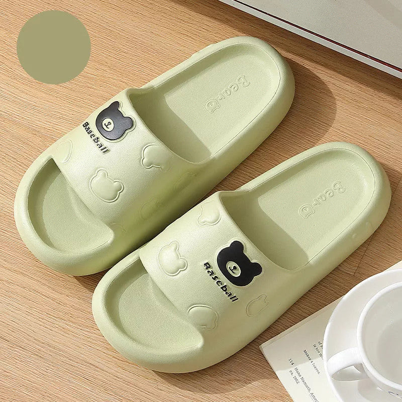 Cartoon bear slippers with thick non-slip EVA sole in various colours