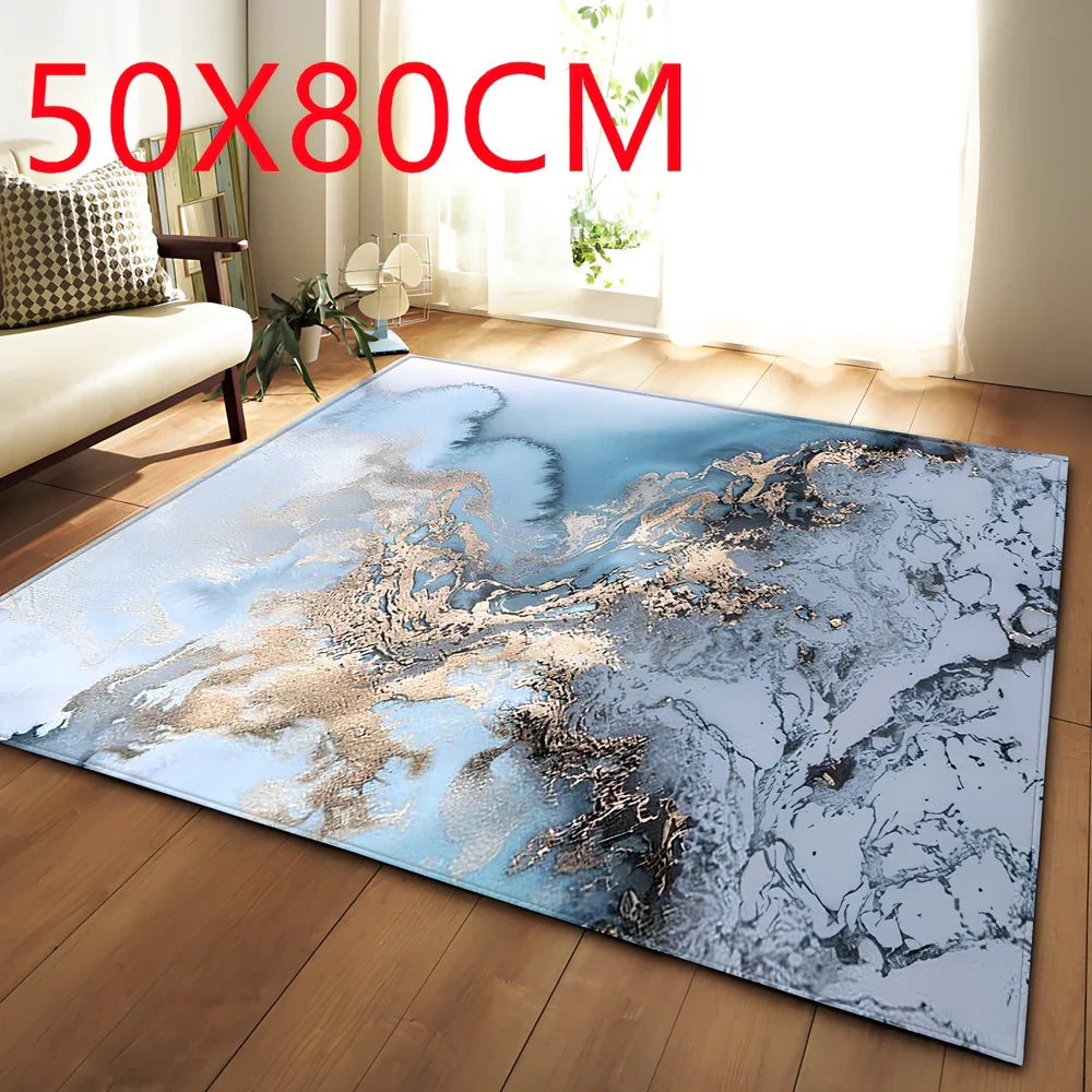 Polyester marble pattern carpet in 121.9x160cm and 50x80cm sizes for floor protection