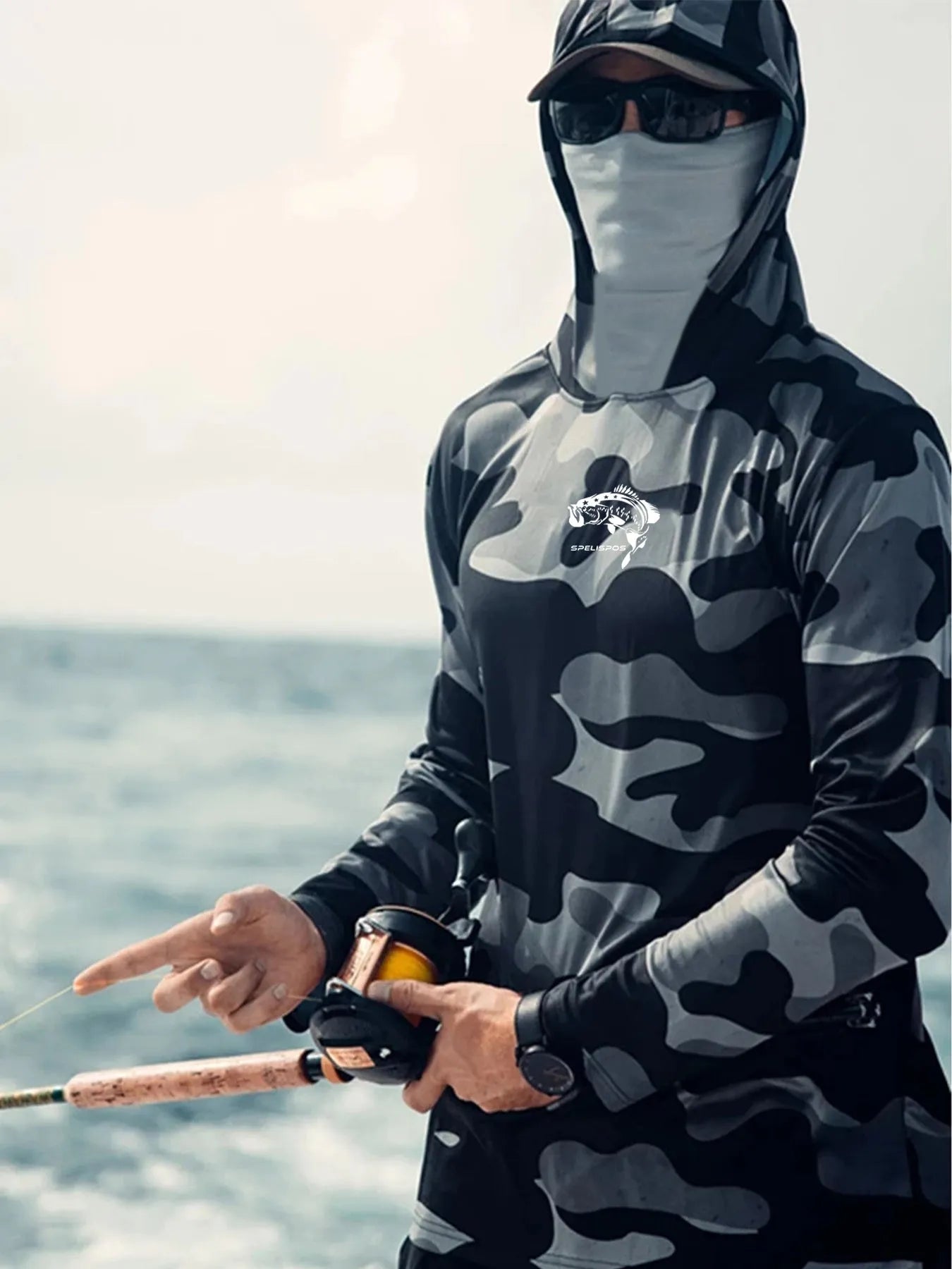 Huk Pursuit breathable long sleeve fishing shirt with mesh side panels and crew neck