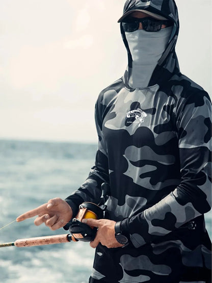 Huk Pursuit breathable long sleeve fishing shirt with mesh side panels and crew neck