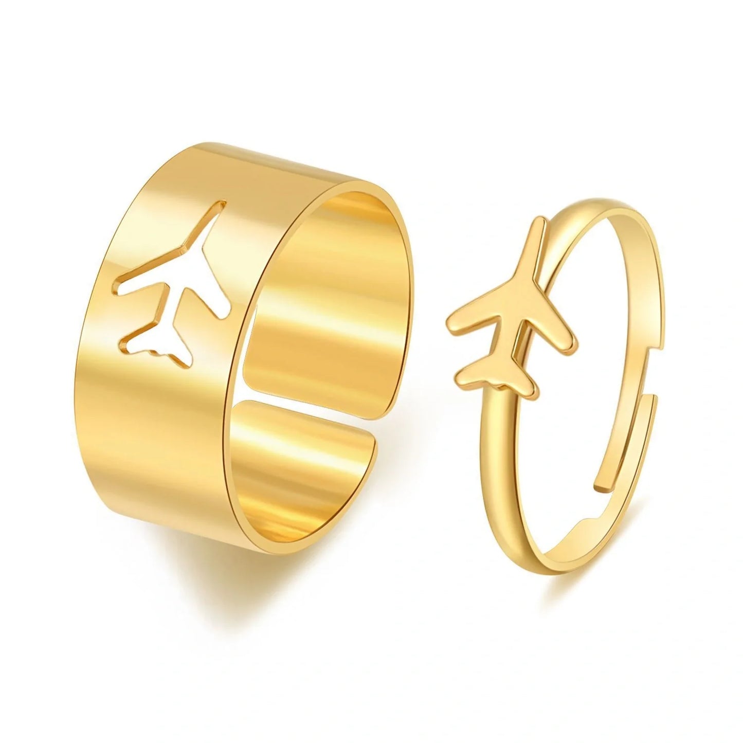 Stylish adjustable butterfly couple rings in punk design, perfect for symbolising love and individuality.