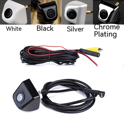 Black metal car reversing camera with lens and integrated wiring cable