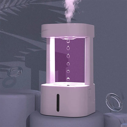 Anti-gravity water drop humidifier with optical illusion water flow and 580ML water tank
