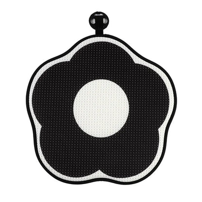 Black and white check car headrest neck pillow with plush material and lumbar support function
