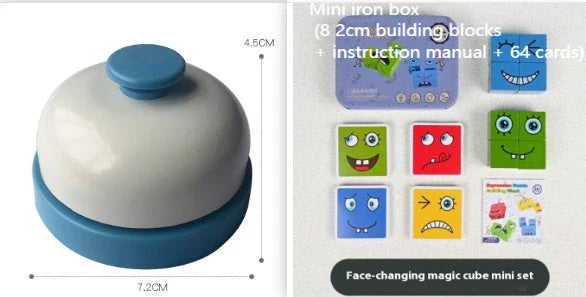 Clever Wooden Emoji Cube Puzzle - Educational Building Blocks for UK Children