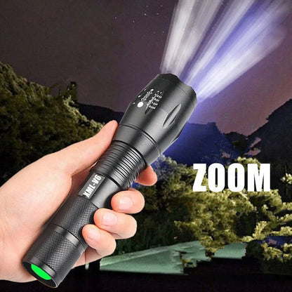 Portable mini LED zoom flashlight with adjustable focus for outdoor activities