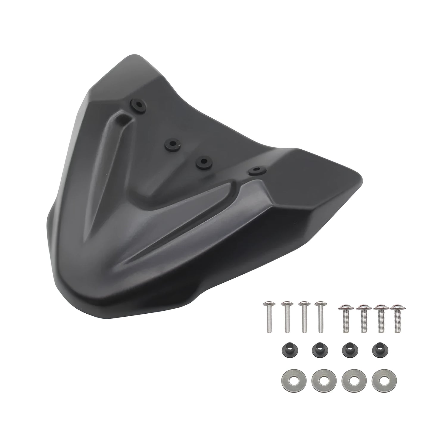 Black ABS plastic fixed front wing for KTM 390 and 790 Adventure motorcycles.