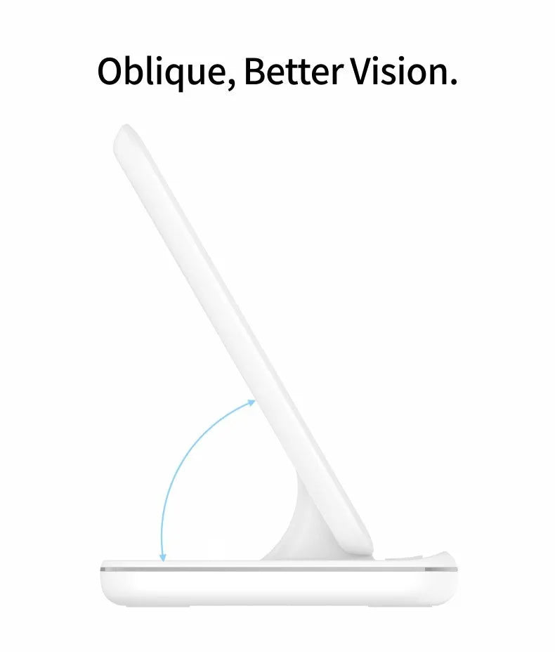 Three-in-one 15W wireless charging stand for mobile phone, smartwatch and earbuds in black