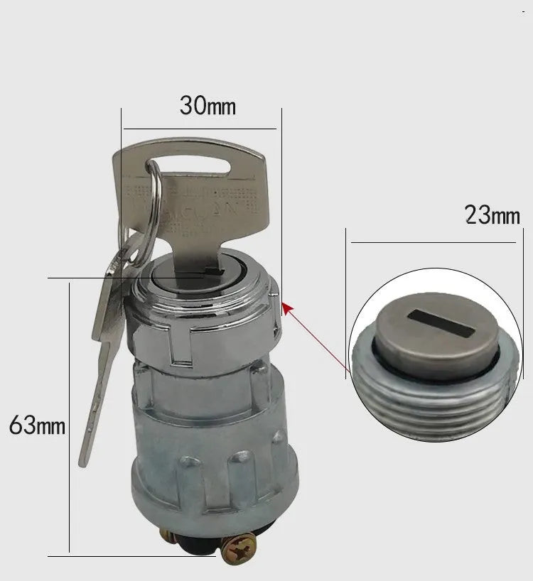 Pure copper car ignition switch with key for trucks and forklifts, JK423 model replacement