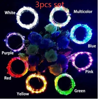 2 metre copper wire LED string lights with 20 warm white bulbs and wine bottle stopper for decorative lighting