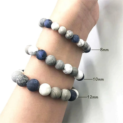 Handmade U-shaped planet stone starry bracelet for men and women, showing natural stone beads.