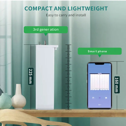 Smart curtain motor kit with aluminium track, rechargeable battery unit, and remote control