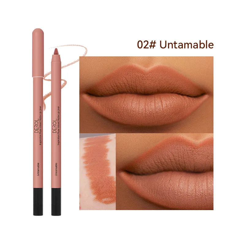 Matte lipstick and lipliner velvet mist, 0.6g, 14.9cm, shown in shades C01 to C08