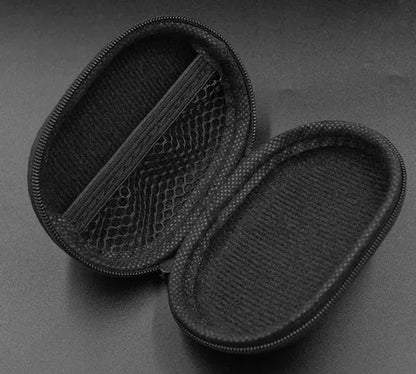 Black oval leather earphone storage bag for EDX PRO and other compatible earphone models