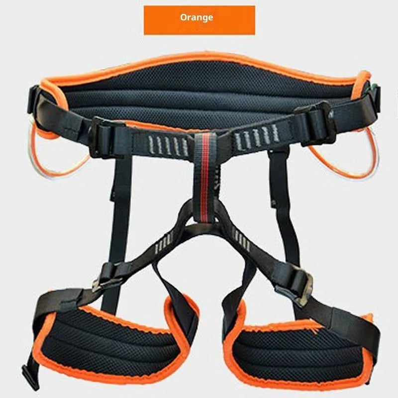 Half climbing safety belt in orange, black, green or blue with 2300kg stated load and adjustable waist