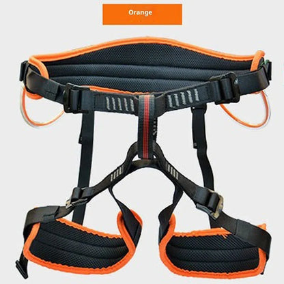 Half climbing safety belt in orange, black, green or blue with 2300kg stated load and adjustable waist