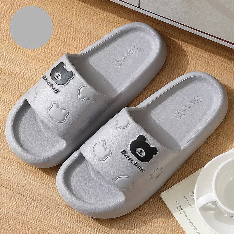 Cartoon bear slippers with thick non-slip EVA sole in various colours