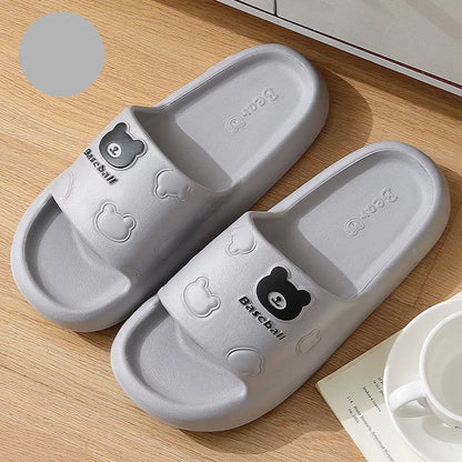 Cartoon bear slippers with thick non-slip EVA sole in various colours
