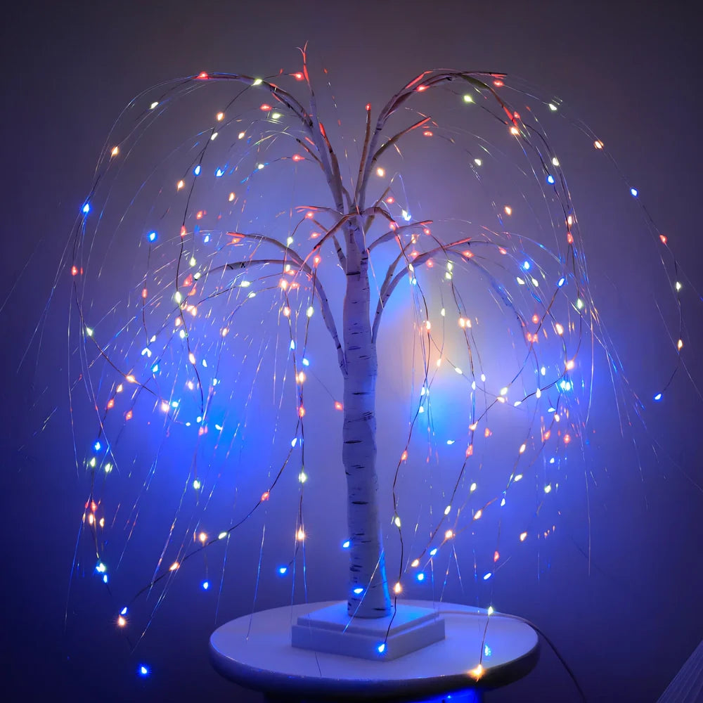 Copper wire decorative night light with 192 LEDs arranged in flexible 500mm tall display with warm white illumination