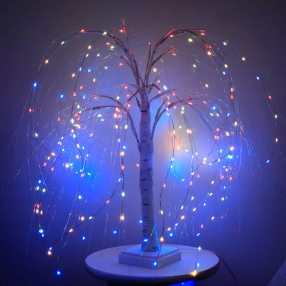Copper wire decorative night light with 192 LEDs arranged in flexible 500mm tall display with warm white illumination