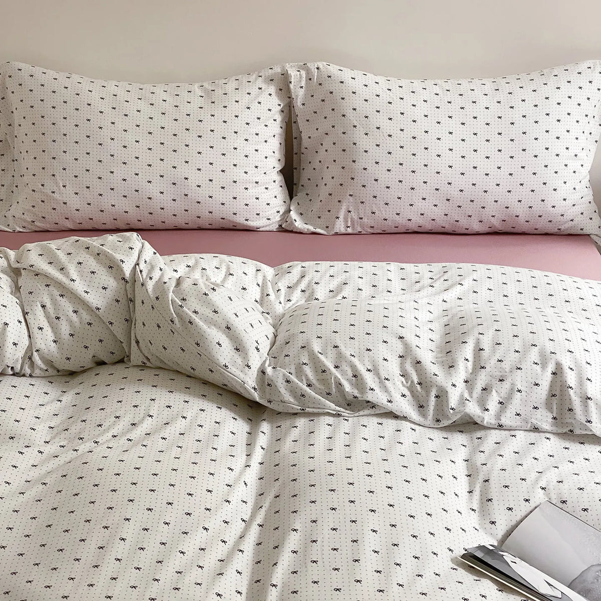 Pure cotton printed bedding set with quilt cover, sheet, and pillowcases in 1.2m to 2.0m sizes