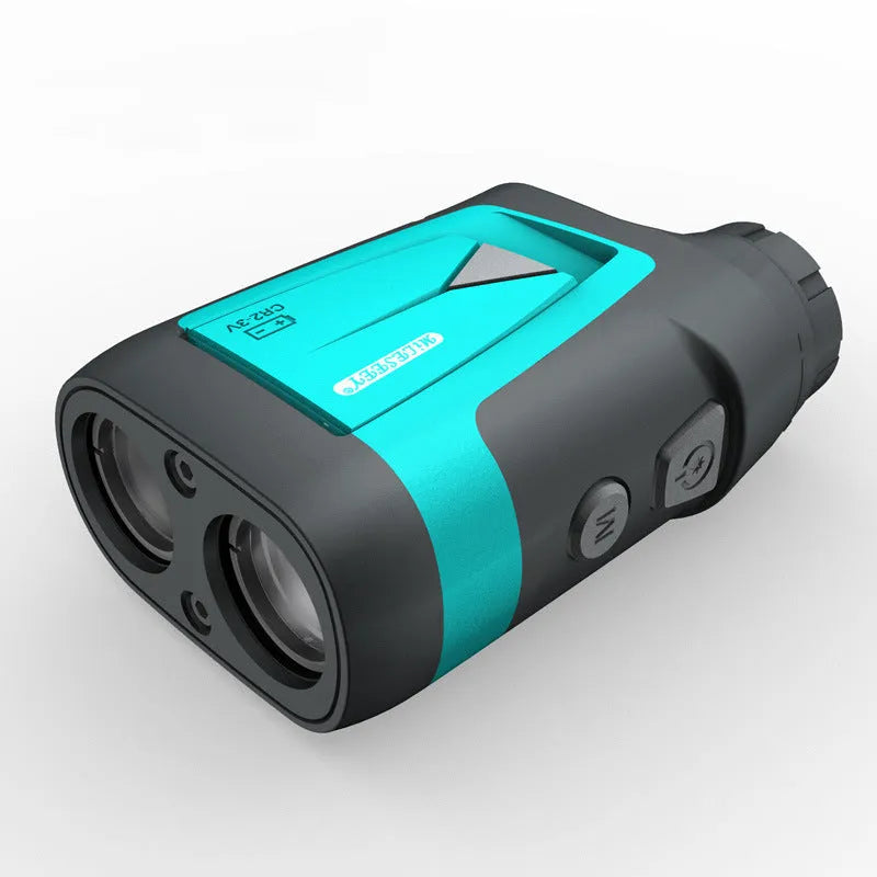 Handheld infrared laser rangefinder measuring 110x65x38mm for 600 metre distance measurement in golf and power maintenance