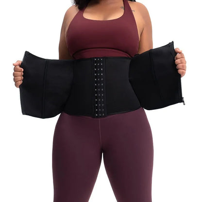 Neoprene belly band corset in black colour showing diving fabric texture and shaping design