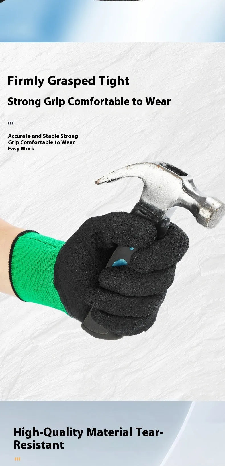 Black and green rubber work gloves with textured non-slip surface and extended cuff.