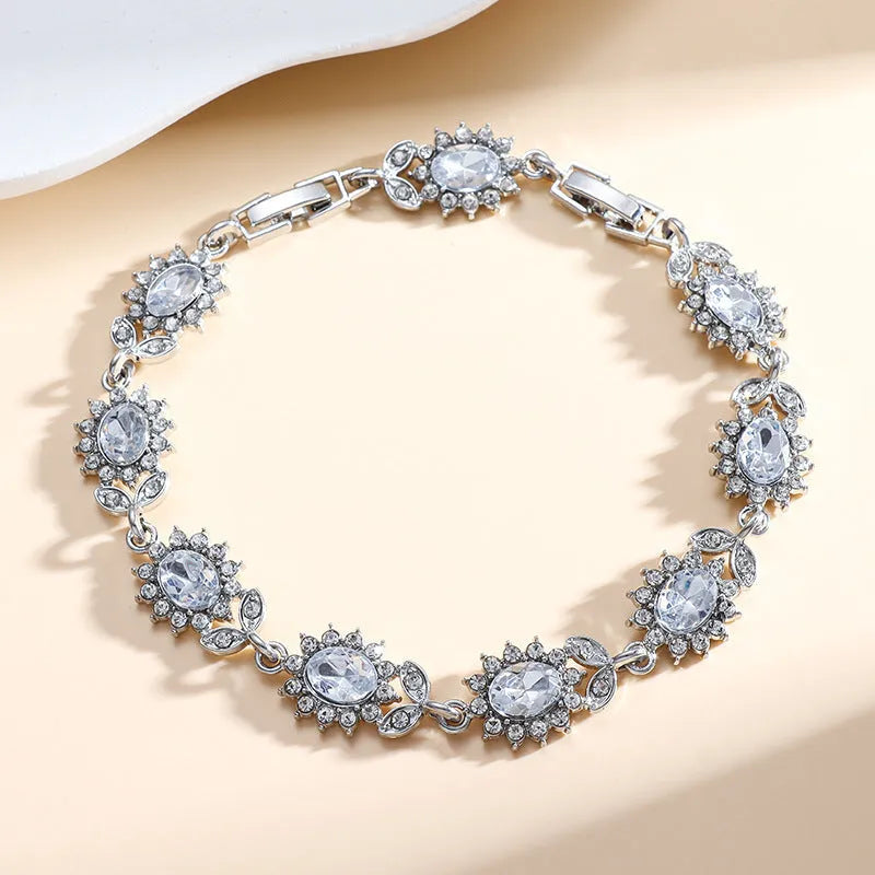 Women's simple inlaid zircon electroplated eco alloy fashion bracelet, 9 colour options