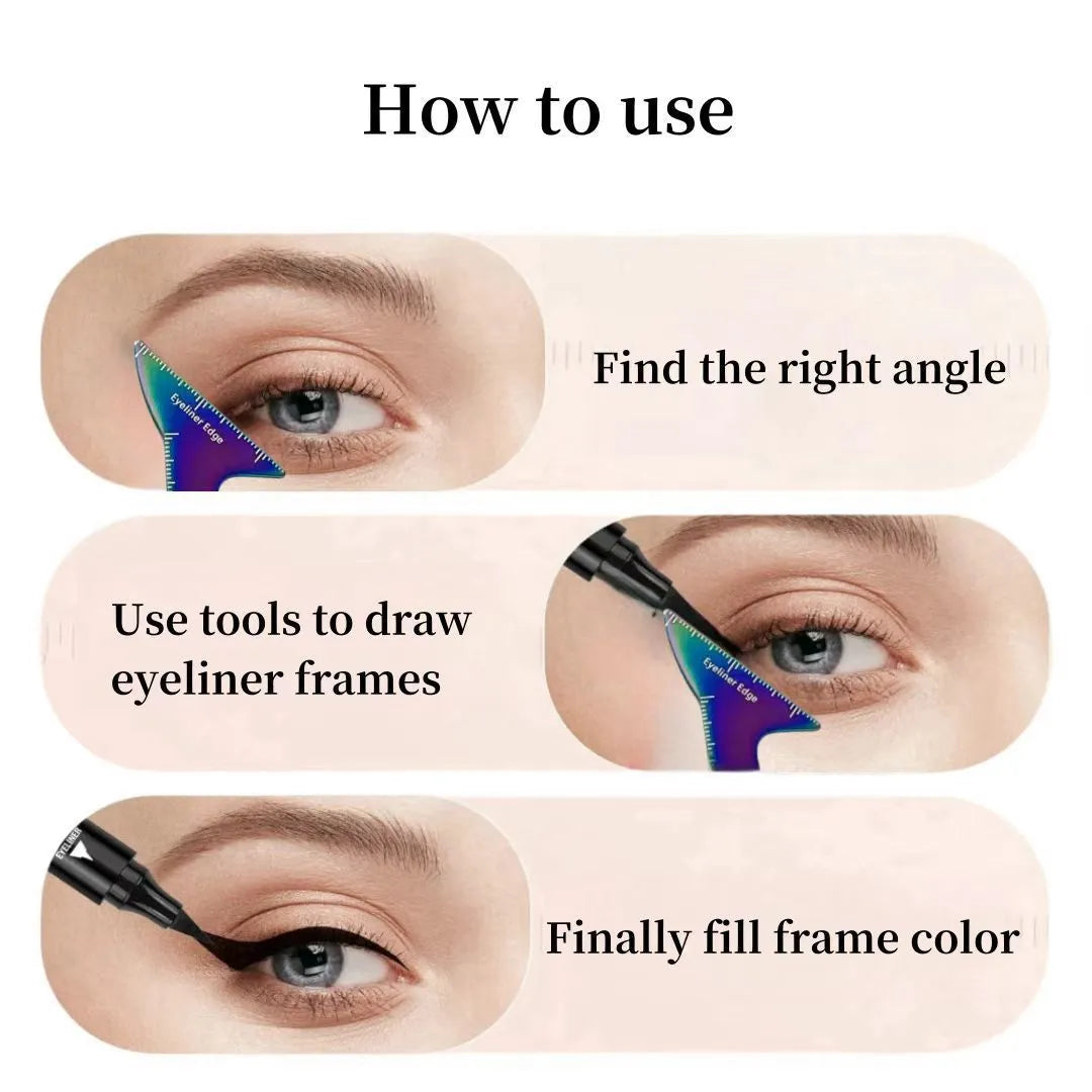 Pink and LaserFX coloured 3-in-1 eyeliner stencils for hooded eyes with winged liner and contour guides