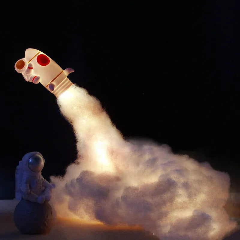 DIY astronaut rocket night light material kit with LED string lights for creative desktop decoration assembly