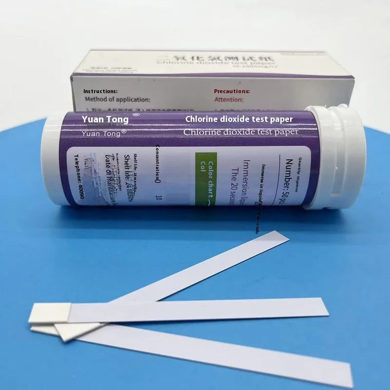 Rapid Waste Water Detection Concentration Chlorine Dioxide Test Paper 50 Pieces per Bottle: Measure 0-1000mg/L Levels with 24-Month Shelf Life for Accurate Water Quality Monitoring