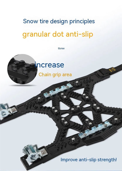 Universal steel plate gear tire chains for cars and SUVs with installation tool and accessories