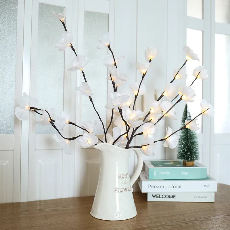 Pink phalaenopsis branch decorative light with 20 LEDs, 65cm length, fabric and plastic construction