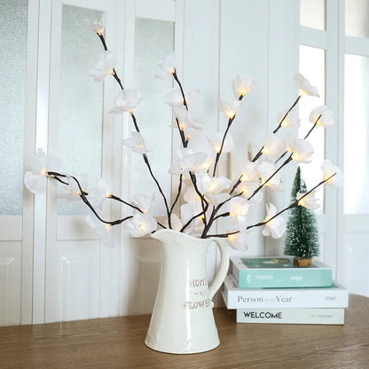 Pink phalaenopsis branch decorative light with 20 LEDs, 65cm length, fabric and plastic construction