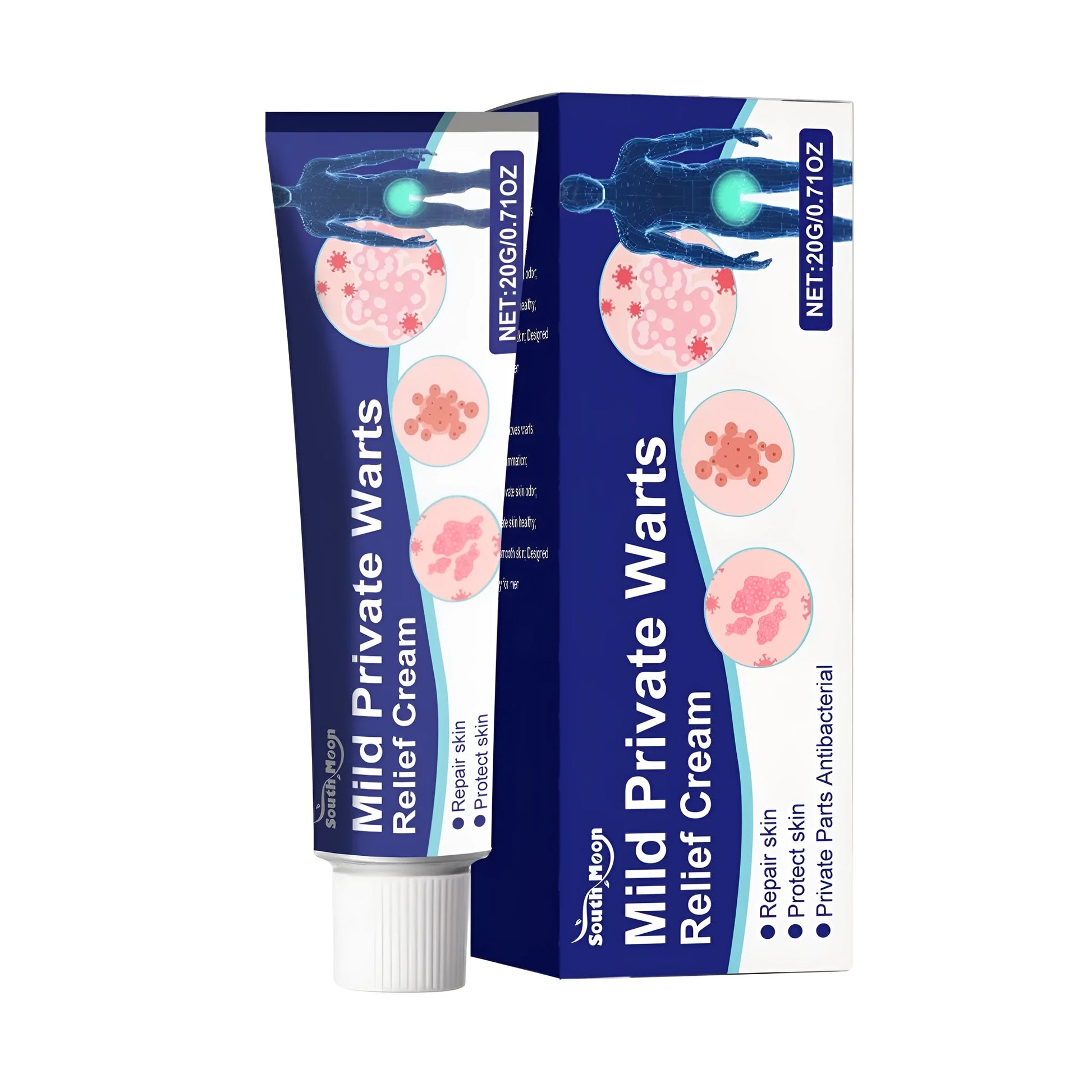 20g tube of warts relief cream with salicylic acid, licorice and mint formula