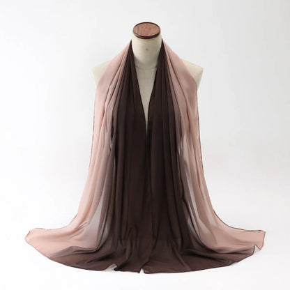 Long chiffon scarf for women in various colours, showing lightweight fabric and 175cm length