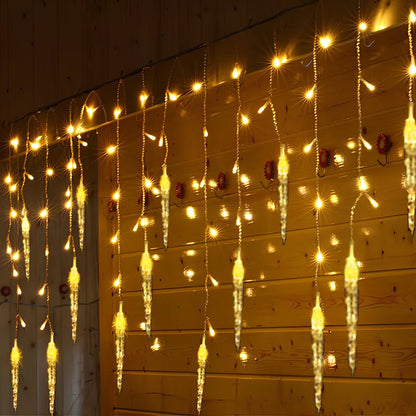 3.5 metre LED icicle light bar with staggered 30cm-50cm hanging lamps and waterproof construction
