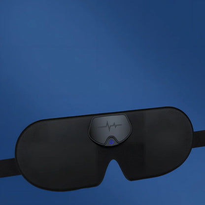 Black smart eye massager sleep mask with USB cable connection and sponge padding