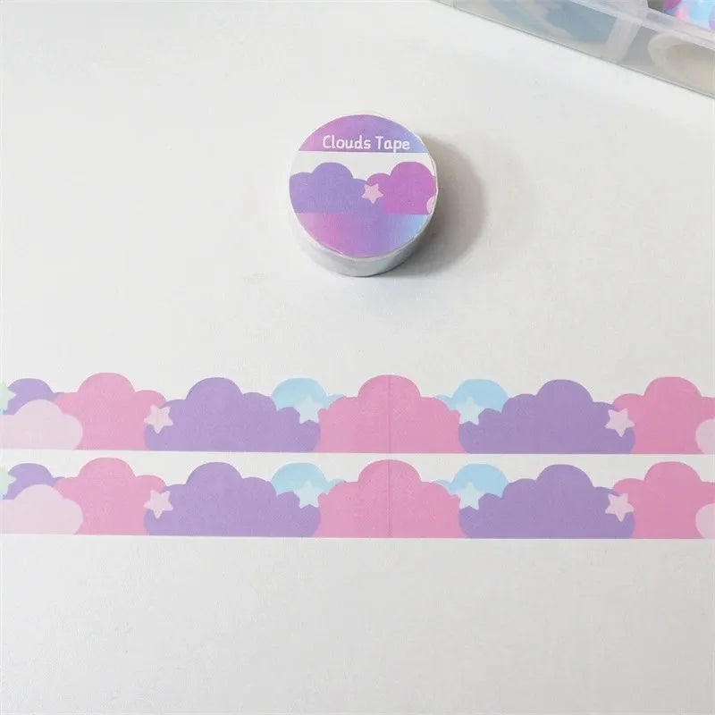 Japanese paper washi tape with stars and clouds decorative border design