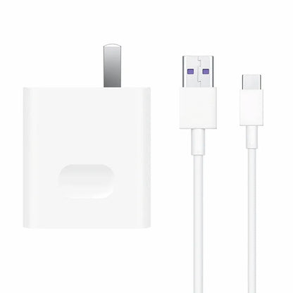 White 40W QC3.0 fast charger set with 5A charging cable for mobile phones