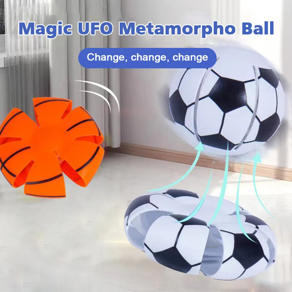 Convertible glowing ball and flying disc dog toy in plastic with 9cm diameter